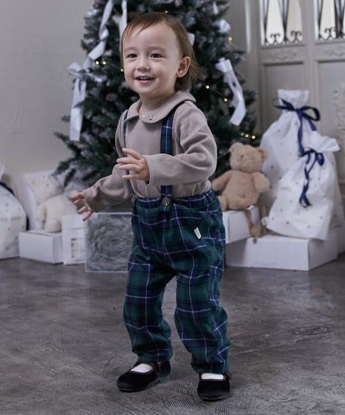 petit main / プティマイン その他パンツ | 衿つき長T+サスつきパンツセット | 詳細1