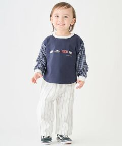 petit main / プティマイン ショート・ハーフ・半端丈パンツ | ストライプ/ウエストタックイージーパンツ