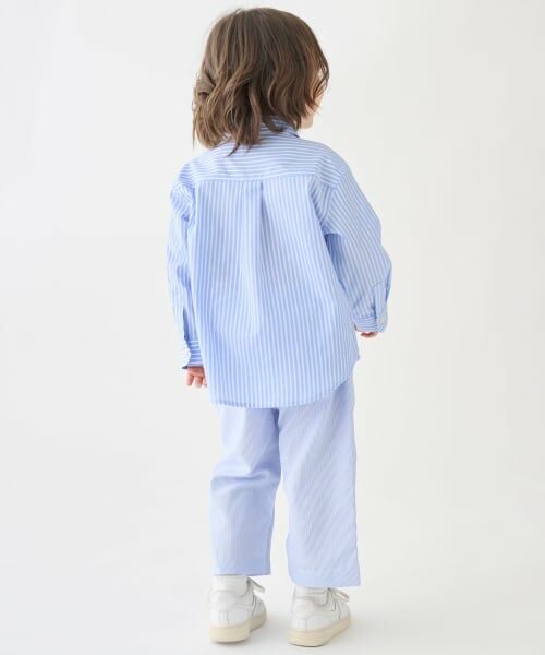 petit main / プティマイン ショート・ハーフ・半端丈パンツ | ストライプ/ウエストタックイージーパンツ | 詳細1