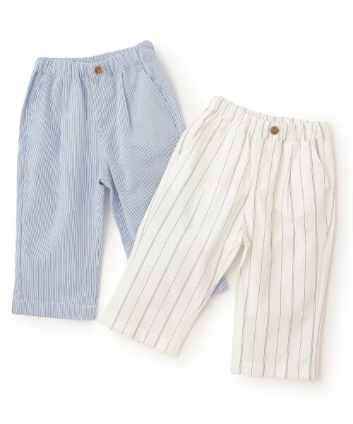 petit main / プティマイン ショート・ハーフ・半端丈パンツ | ストライプ/ウエストタックイージーパンツ | 詳細14