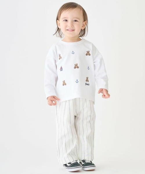 petit main / プティマイン ショート・ハーフ・半端丈パンツ | ストライプ/ウエストタックイージーパンツ | 詳細2