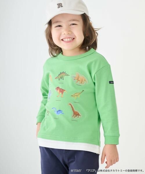 petit main / プティマイン Tシャツ | 【TOMICA・ANIA】グラフィック長袖Tシャツ（グリーン）