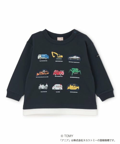petit main / プティマイン Tシャツ | 【TOMICA・ANIA】グラフィック長袖Tシャツ（紺）