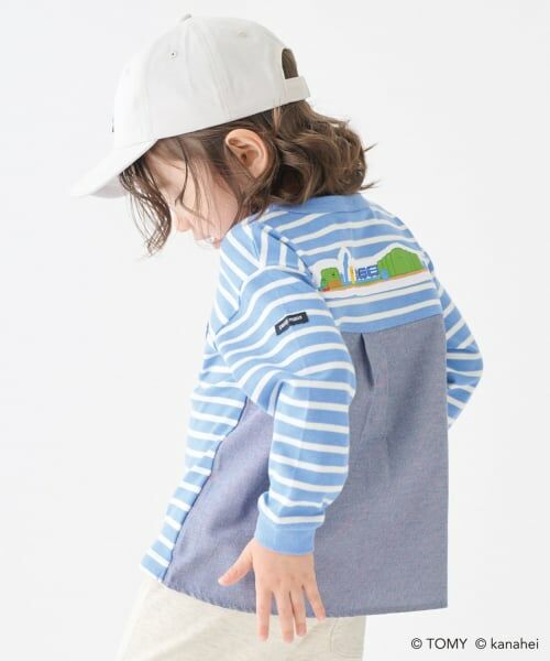 petit main / プティマイン Tシャツ | 【あつまれ！プラレールズ】ボーダー長T | 詳細1