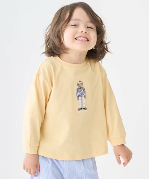 petit main / プティマイン Tシャツ | 【TeddyBear】刺しゅう長袖Tシャツ（クリーム）