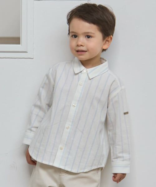 petit main / プティマイン シャツ・ブラウス | 【リンク】アソート柄長袖シャツ（オフ ホワイト）