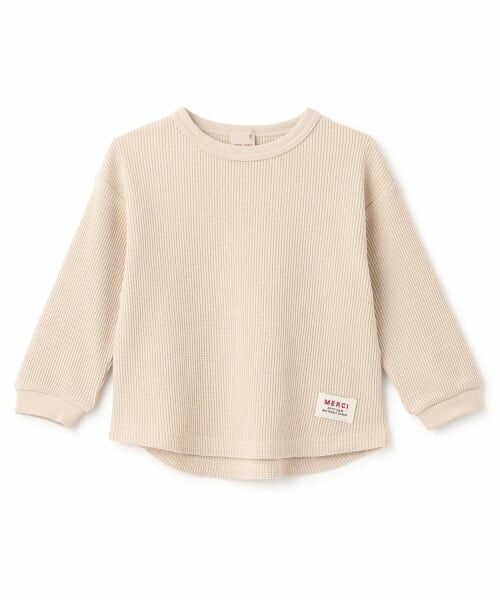 petit main / プティマイン Tシャツ | 【プティプラ】ワッフル長袖T（薄ベージュ）