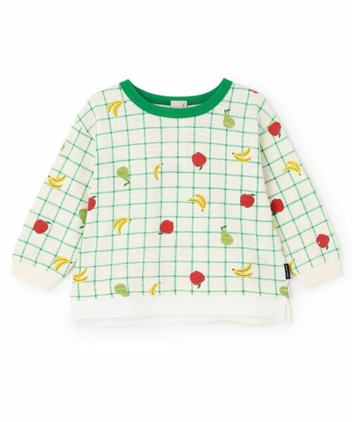 petit main / プティマイン Tシャツ | 【防汚】マルチ柄長袖Tシャツ（グリーン）