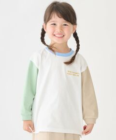 petit main / プティマイン Tシャツ | 【食品防汚】配色ゆるっと長袖Tシャツ