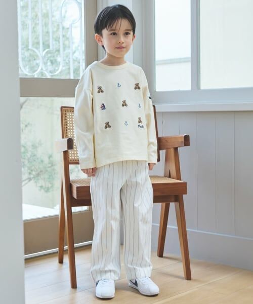 petit main / プティマイン Tシャツ | 【リンク】くま刺しゅうマリン長袖Tシャツ | 詳細2