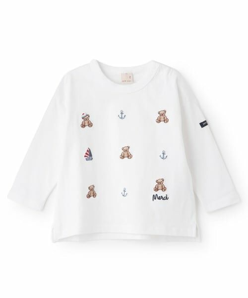 petit main / プティマイン Tシャツ | 【リンク】くま刺しゅうマリン長袖Tシャツ | 詳細3