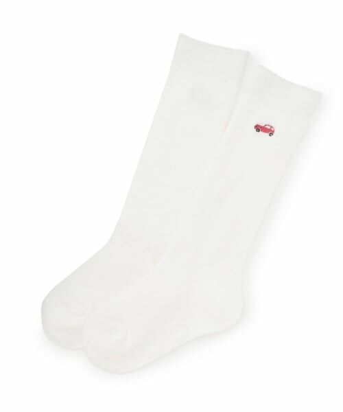 petit main / プティマイン ソックス | ワンポイントハイソックス（オフ ホワイト）