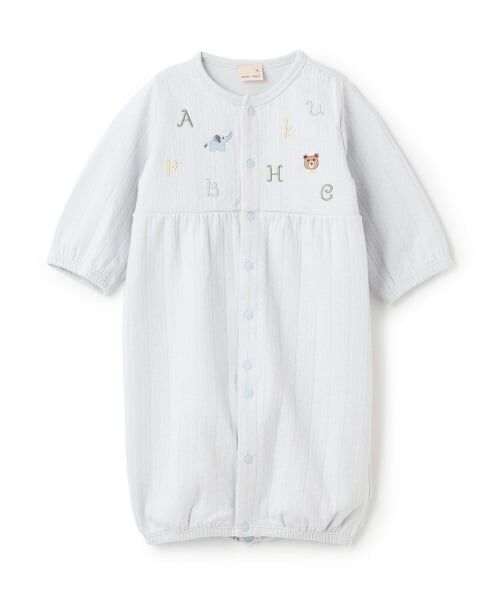 petit main / プティマイン ロンパース | 刺しゅう2wayオール（ブルー グレー）