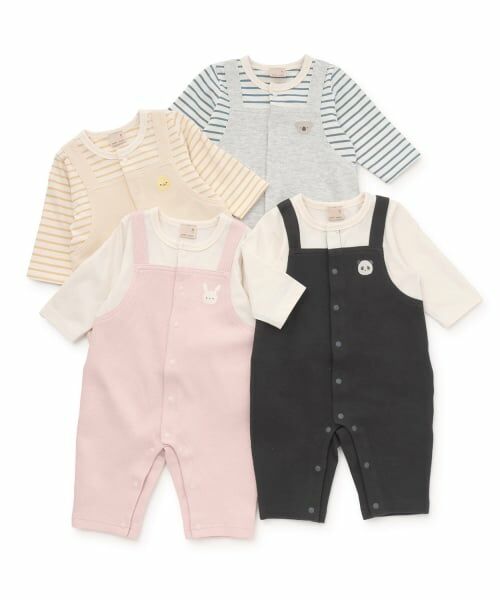 petit main / プティマイン ロンパース | アニマル刺しゅうサロペ風カバーオール | 詳細12