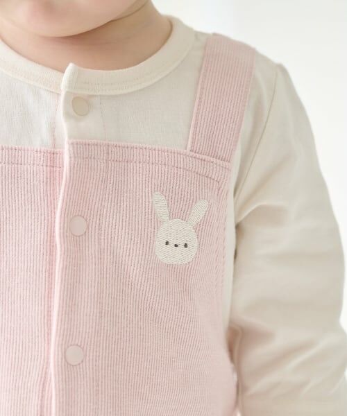 petit main / プティマイン ロンパース | アニマル刺しゅうサロペ風カバーオール | 詳細3