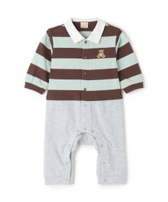 petit main / プティマイン ロンパース | 【リンク】ボーダーラガー長袖カバーオール