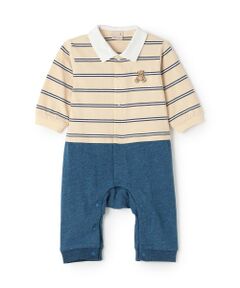 petit main / プティマイン ロンパース | 【リンク】ボーダーラガー長袖カバーオール