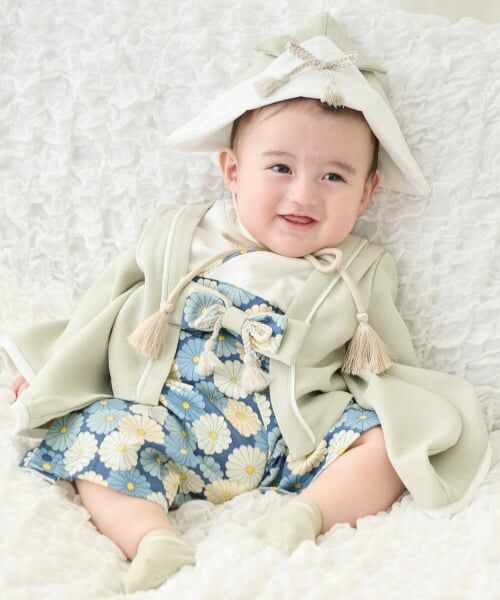 petit main / プティマイン ロンパース | boys 袴カバーオール（ライト グリーン）