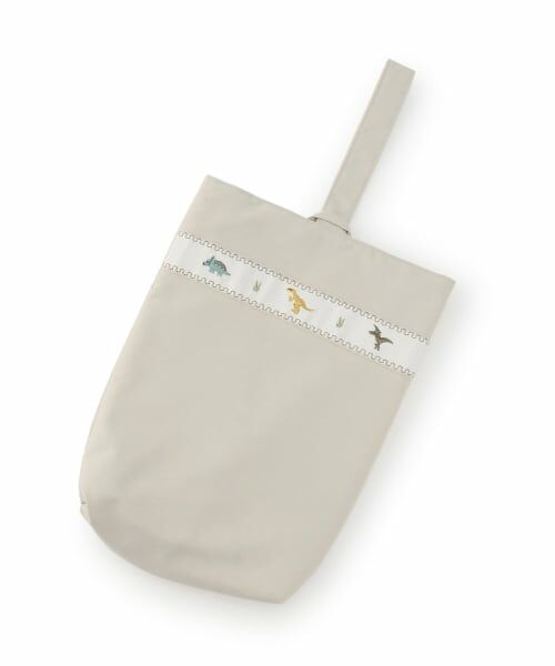petit main / プティマイン トートバッグ | 【通園・通学グッズ】BOYS刺しゅうシューズバッグ（薄ベージュ）
