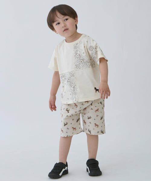 petit main / プティマイン ショート・ハーフ・半端丈パンツ | 【リンク】アソート柄ハーフパンツ（薄ベージュ）