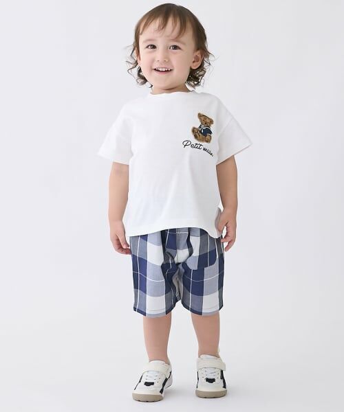 petit main / プティマイン ショート・ハーフ・半端丈パンツ | 【リンク】アソート柄ハーフパンツ（ブルー）