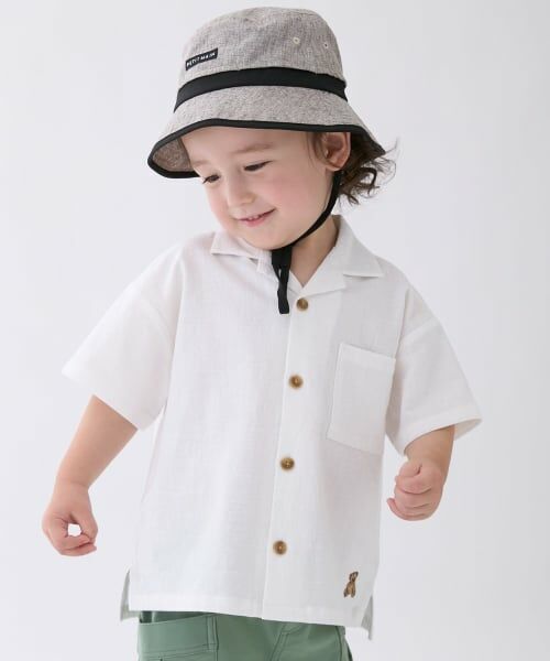 petit main / プティマイン シャツ・ブラウス | 【リンク】アソート柄開衿半袖シャツ（生成）