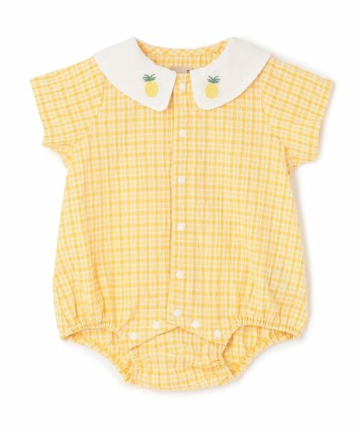 petit main / プティマイン ロンパース | フルーツ衿ロンパース（黄）