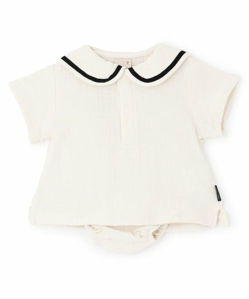 petit main / プティマイン ベビー・キッズウエア | ガーゼセーラーセットアップ（アイボリー）