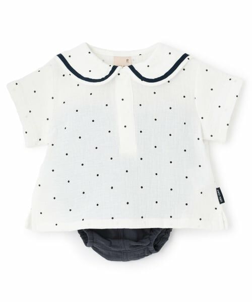 petit main / プティマイン ベビー・キッズウエア | ガーゼセーラーセットアップ（紺）