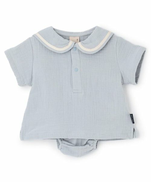 petit main / プティマイン ベビー・キッズウエア | ガーゼセーラーセットアップ（ライト ブルー）