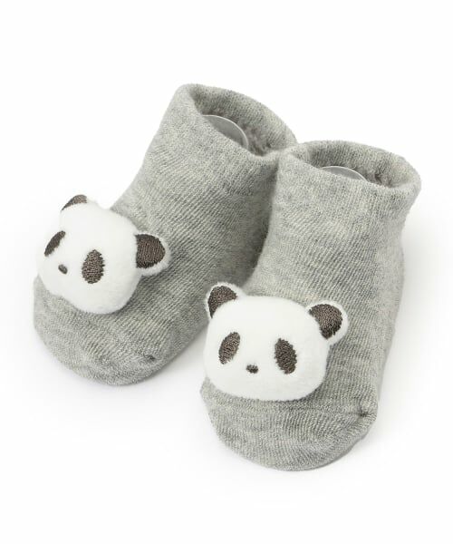 petit main / プティマイン ベビー・キッズウエア | アニマルモチーフカップソックス（グレー）