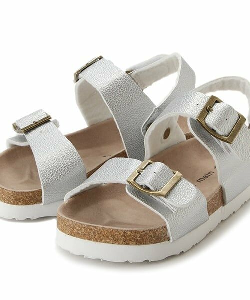petit main / プティマイン サンダル | ダブルベルトサンダル(シルバー)