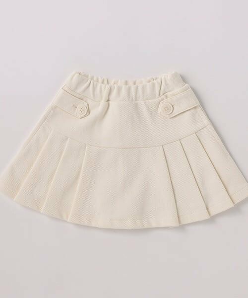 petit main / プティマイン ショート・ハーフ・半端丈パンツ | 【リンク】カットプリーツスカパン(キッズ)（ECRU(キナリ)）