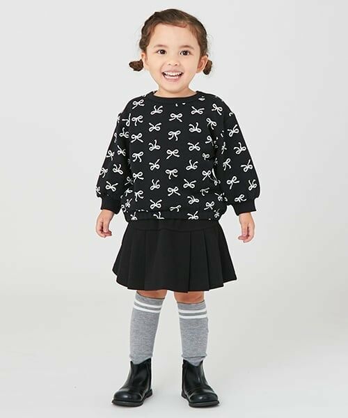 petit main / プティマイン ショート・ハーフ・半端丈パンツ | 【リンク】カットプリーツスカパン(キッズ)（黒）