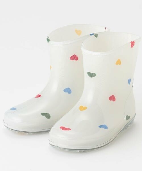 petit main / プティマイン レインシューズ | 総柄レインブーツ（オフ ホワイト）