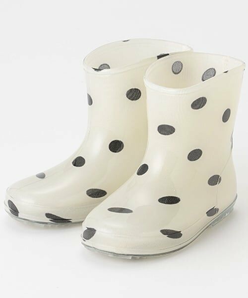 petit main / プティマイン レインシューズ | 総柄レインブーツ（薄ベージュ）