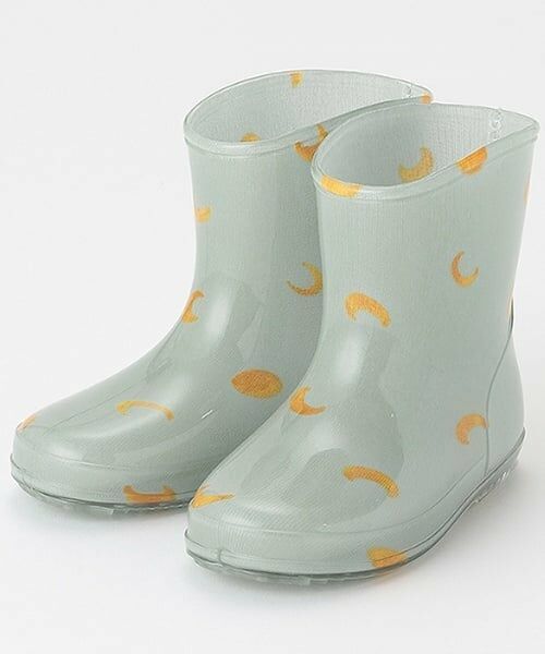petit main / プティマイン レインシューズ | 総柄レインブーツ（ライト グリーン）