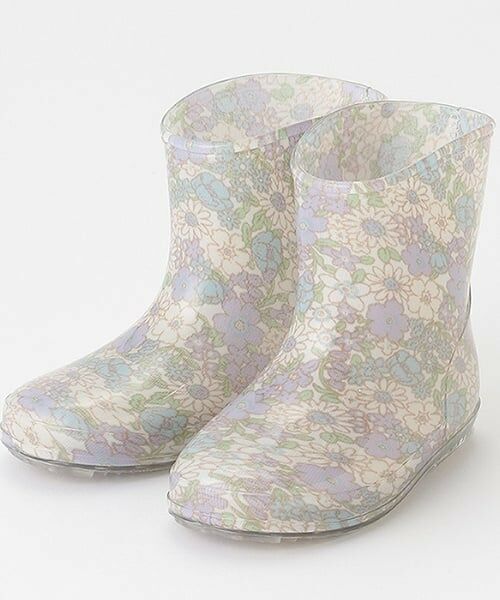petit main / プティマイン レインシューズ | 総柄レインブーツ（ラベンダー）