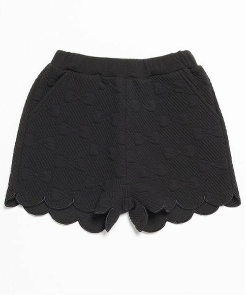 petit main / プティマイン ショート・ハーフ・半端丈パンツ | キルティングショートパンツ（黒）