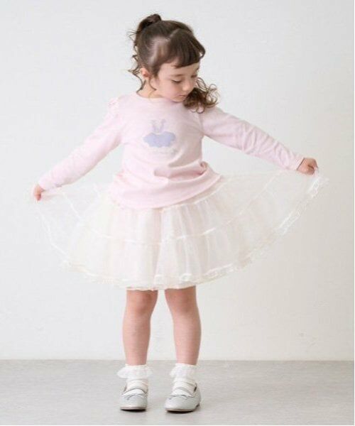 petit main / プティマイン ミニ・ひざ丈スカート | チュールティアードスカート | 詳細1