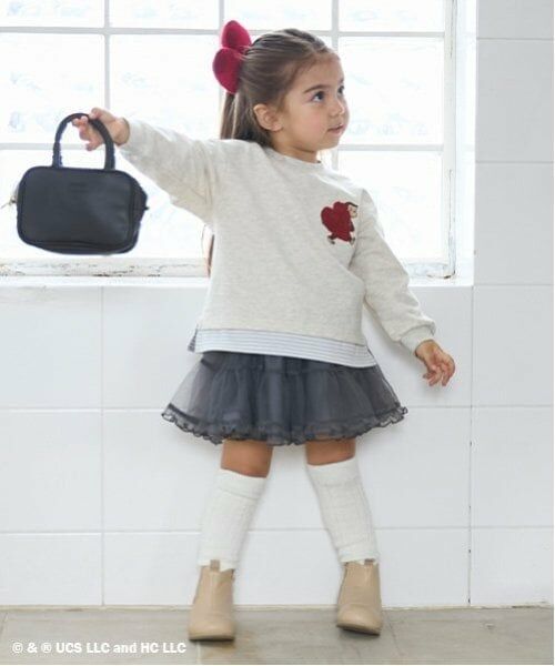 petit main / プティマイン ミニ・ひざ丈スカート | チュールティアードスカート(チャコール)