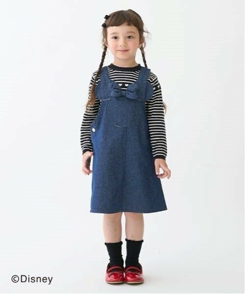 petit main / プティマイン ミニ丈・ひざ丈ワンピース | 【Disney】耳つきジャンスカ(キッズサイズ)（ブルー）
