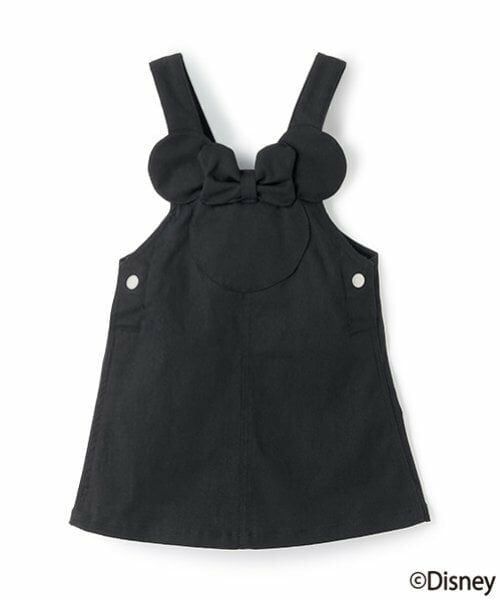 petit main / プティマイン ミニ丈・ひざ丈ワンピース | 【Disney】耳つきジャンスカ(キッズサイズ)（黒）