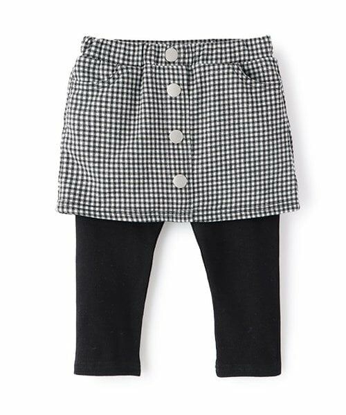 petit main / プティマイン ショート・ハーフ・半端丈パンツ | 【Disney】アップリケレギつきスカート（黒）