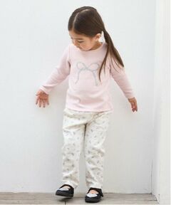 petit main / プティマイン その他パンツ | 【スマイル/リンク】リボン刺しゅうロングパンツ(キッズサイズ)