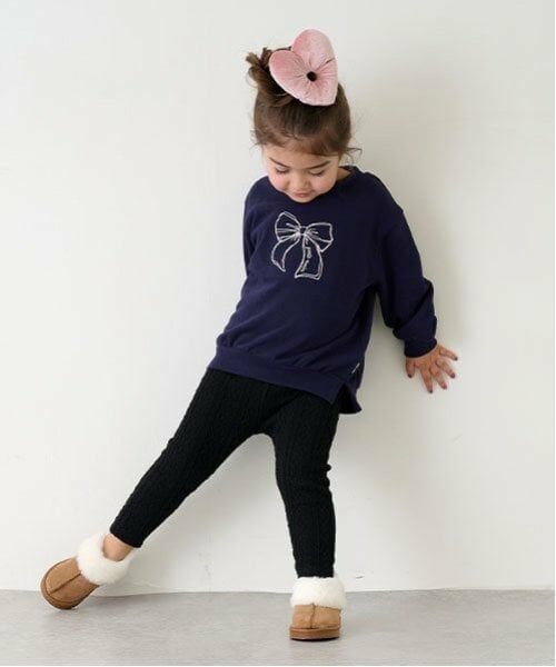 petit main / プティマイン レギンス・スパッツ | 【シアバター】ジャガードレギンス（黒）