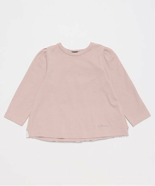 petit main / プティマイン Tシャツ | 【オーガニック】バックフリル長袖T（ライト ピンク）