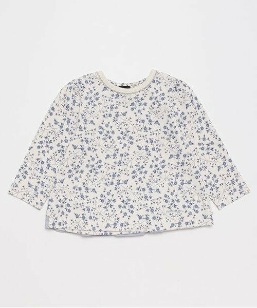 petit main / プティマイン Tシャツ | 【オーガニック】バックフリル長袖T（クリーム）