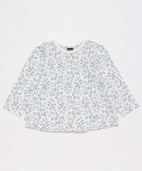 petit main / プティマイン Tシャツ | 【オーガニック】バックフリル長袖T（ブルー）