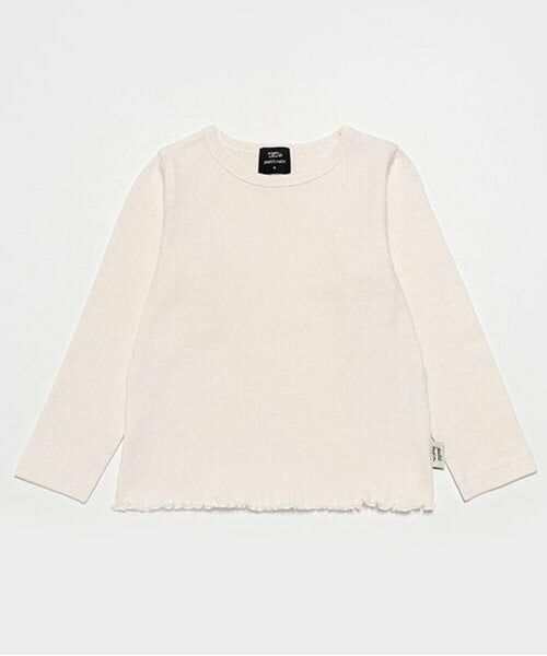 petit main / プティマイン Tシャツ | 【オーガニック】ハート針抜き長袖T（アイボリー）